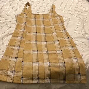 SO Women’s Plaid Dress in Tan and White